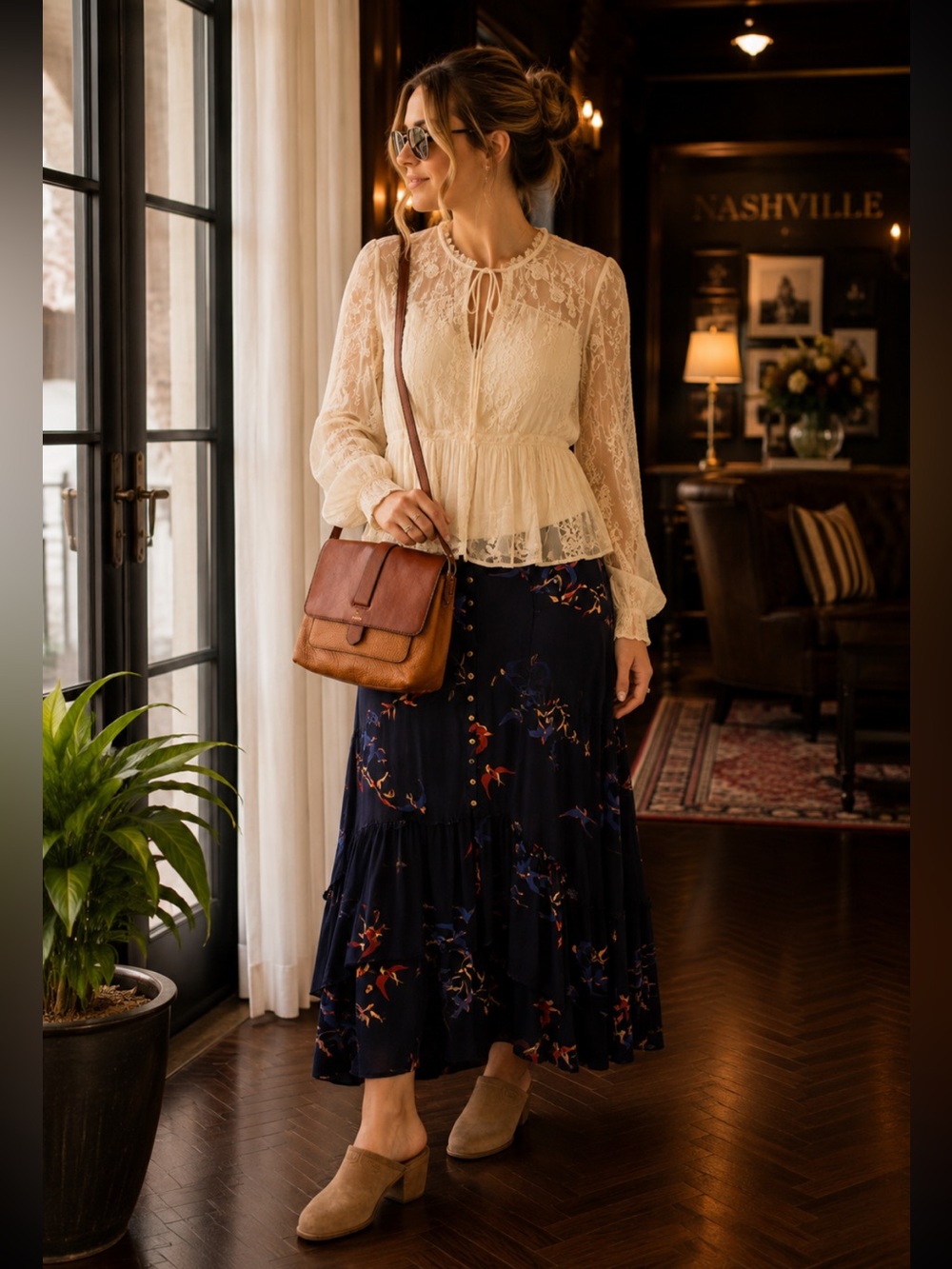Anthropologie Maeve Western Cut Ruffle Skirt Bird Print 20W - Picture 3 of 9